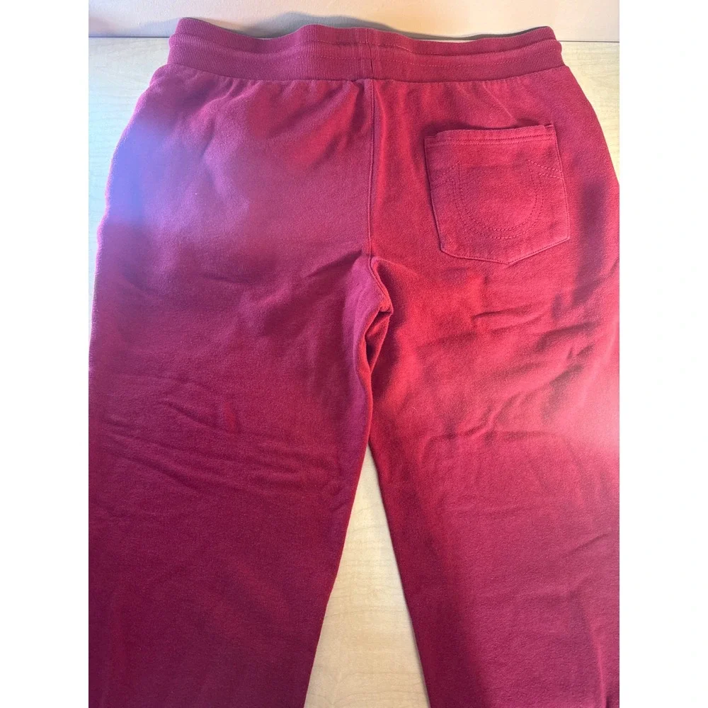 True Religion Mens Red Jogger Sweatpants Horseshoe Logo Fleece Pants Large